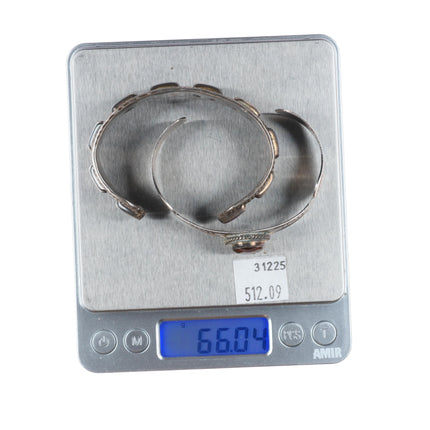 6.5"-6.75" Retro Mexican sterling silver multi-stone cuff bracelets tiger's eye