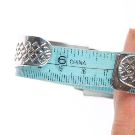 6.8" GSC Vintage Native American Wild Horse Jasper sterling silver cuff bracelet