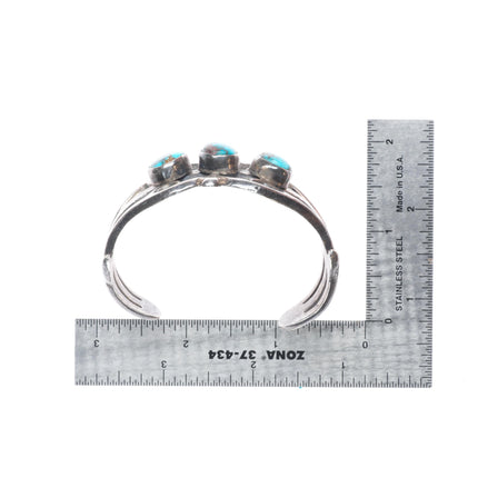 6.1" Vintage Navajo Bisbee turquoise cast sterling silver cuff bracelet