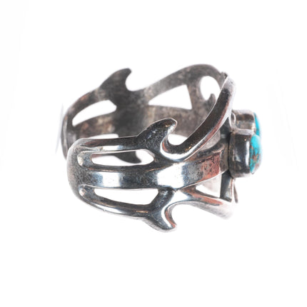 6.1" Vintage Navajo Bisbee turquoise cast sterling silver cuff bracelet