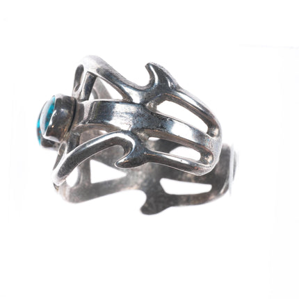 6.1" Vintage Navajo Bisbee turquoise cast sterling silver cuff bracelet