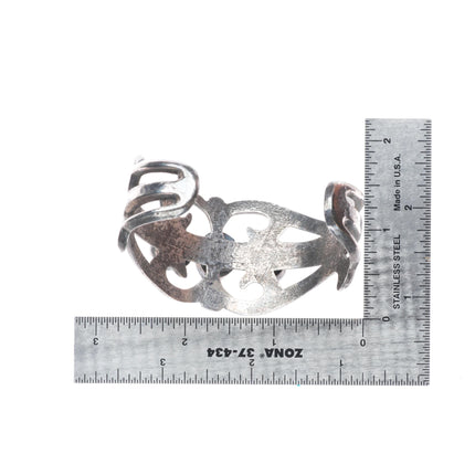 6.1" Vintage Navajo Bisbee turquoise cast sterling silver cuff bracelet