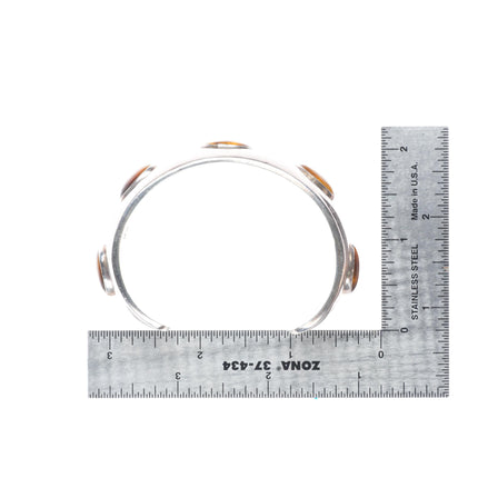 6.5" J Wright Southwestern modernist sterling silver tiger's eye cuff bracelet