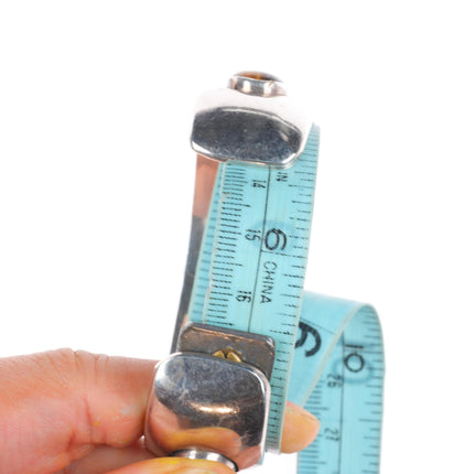 6.5" J Wright Southwestern modernist sterling silver tiger's eye cuff bracelet