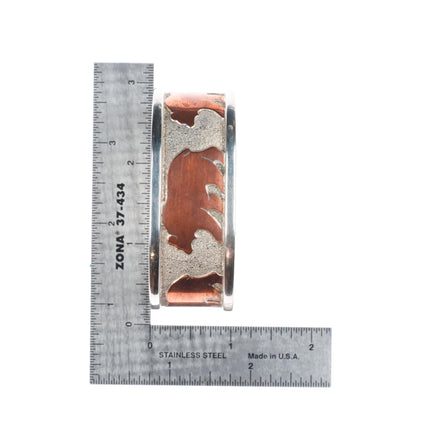 6.75" J Williams Native American sterling silver copper bears cuff bracelet