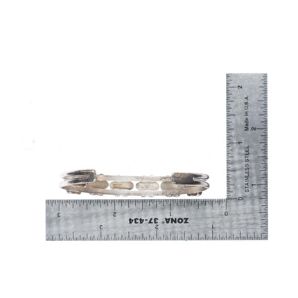 6.5" Vintage Dishta sterling silver flush inlay turquoise cuff bracelet