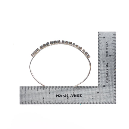 6.5" Vintage Dishta sterling silver flush inlay turquoise cuff bracelet