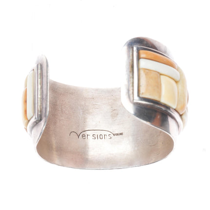 6.5" Vintage Jack Woolsey Versions Modernist sterling fossil cuff bracelet