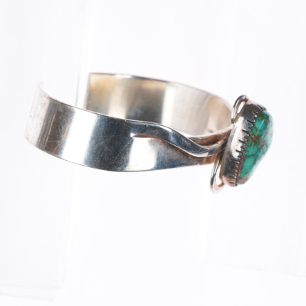 6.6" Ramona Loloma modernist sterling silver spiderweb turquoise cuff bracelet