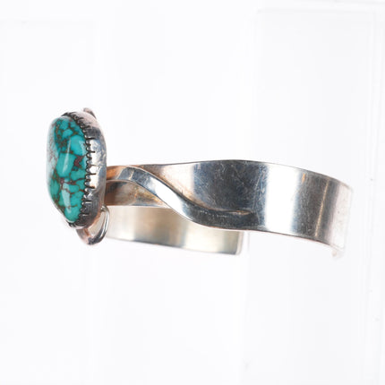 6.6" Ramona Loloma modernist sterling silver spiderweb turquoise cuff bracelet