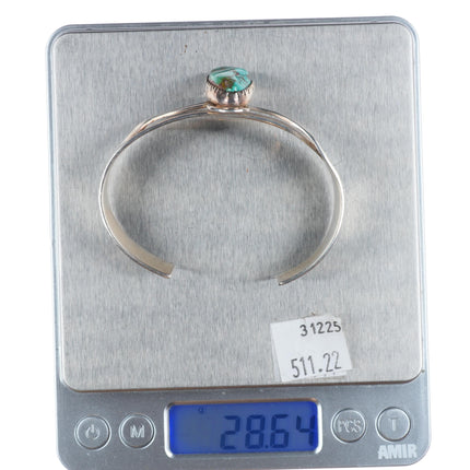 6.6" Ramona Loloma modernist sterling silver spiderweb turquoise cuff bracelet