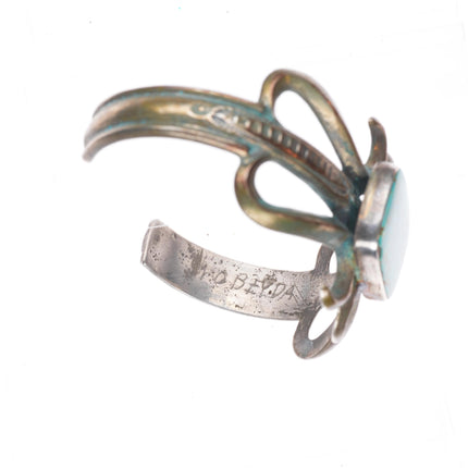 6.7" Vintage Zuni ingot silver high grade turquoise cast cuff bracelet