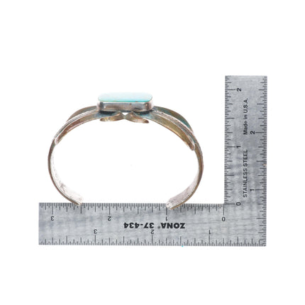 6.7" Vintage Zuni ingot silver high grade turquoise cast cuff bracelet