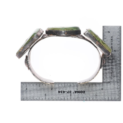7.25" 30's-40's Navajo sterling silver Cerrillos turquoise heart cuff bracelet