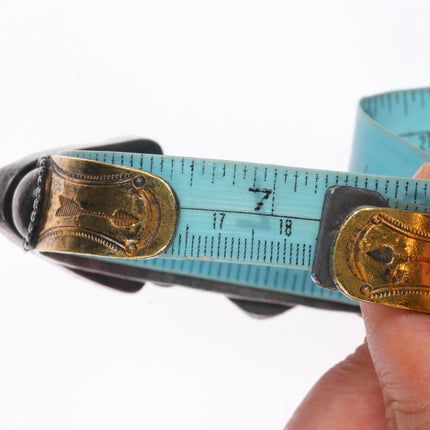 7.25" 30's-40's Navajo sterling silver Cerrillos turquoise heart cuff bracelet