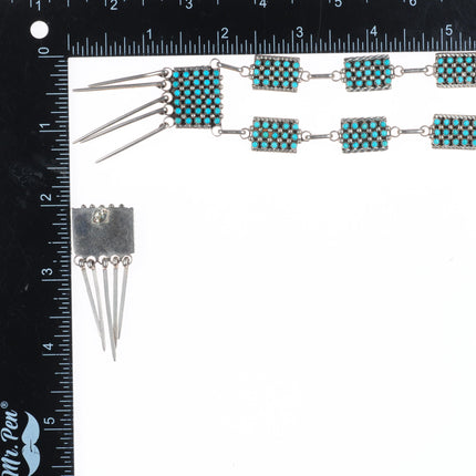 24" Vintage Zuni fine Snake Eye turquoise necklace and earrings set BKW