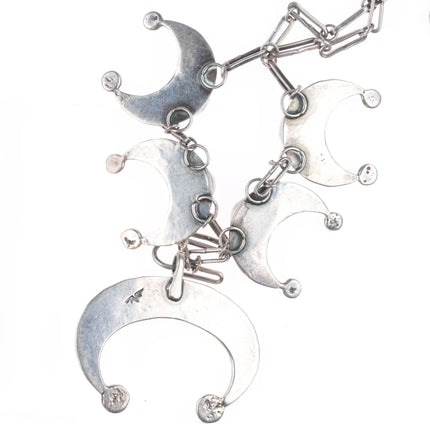 Vintage Native American sterling silver chalcedony Naja necklace