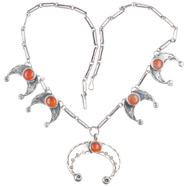 Vintage Native American sterling silver chalcedony Naja necklace