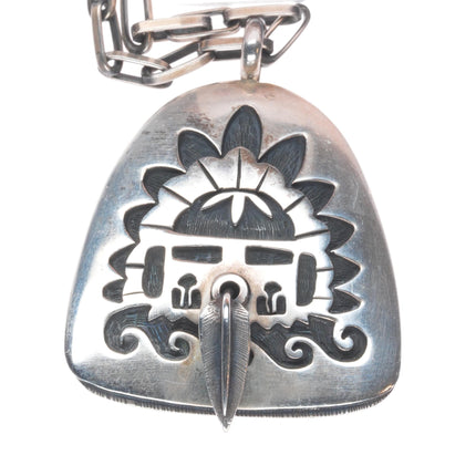 James Honyaktewa Hopi Overlay pendant necklace articulating nose sterling silver