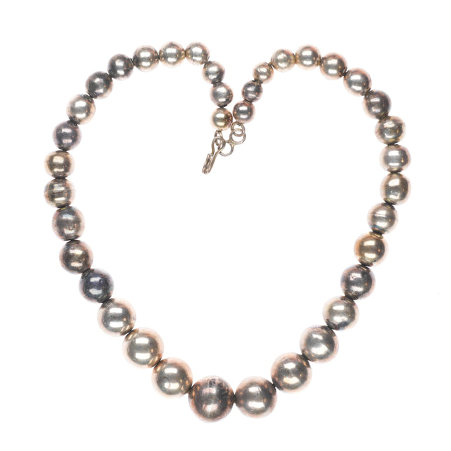 16.5" Vintage Navajo pearl sterling silver beaded necklace