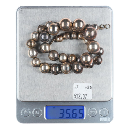 16.5" Vintage Navajo pearl sterling silver beaded necklace