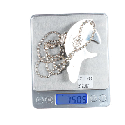 Frank Yellowhorse Navajo sterling silver intarsia inlay large bear pendant