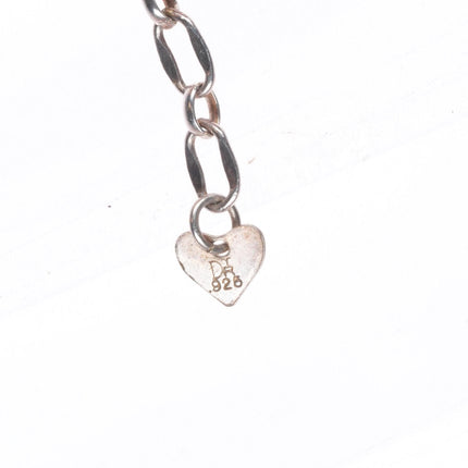 23.5" Southwestern/Native American sterling silver turquoise beaded necklace