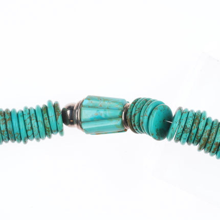 23.5" Southwestern/Native American sterling silver turquoise beaded necklace