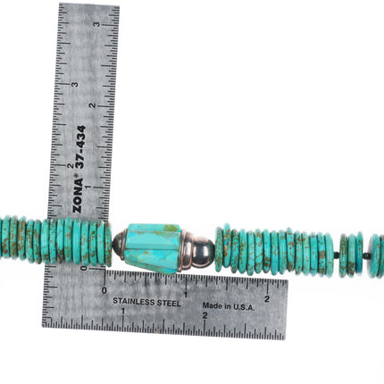 23.5" Southwestern/Native American sterling silver turquoise beaded necklace