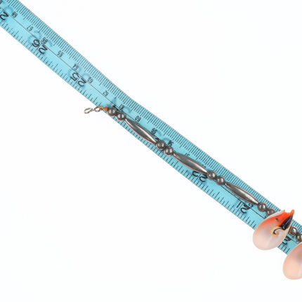 24.5" Vintage Native American sterling silver shell beaded necklace