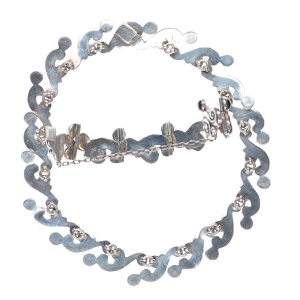 15" & 6.25" Emma Melendez Taxco modernist sterling silver onyx choker/bracelet