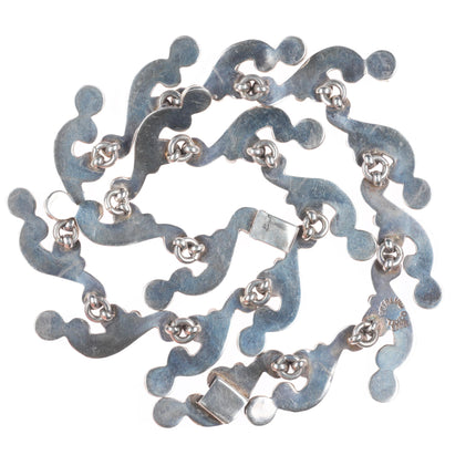 15" & 6.25" Emma Melendez Taxco modernist sterling silver onyx choker/bracelet