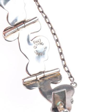 15" & 6.25" Emma Melendez Taxco modernist sterling silver onyx choker/bracelet