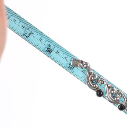 15" & 6.25" Emma Melendez Taxco modernist sterling silver onyx choker/bracelet