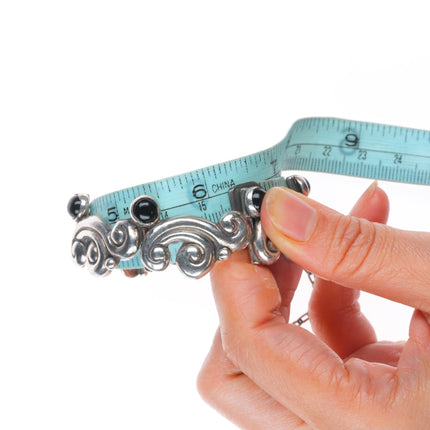 15" & 6.25" Emma Melendez Taxco modernist sterling silver onyx choker/bracelet