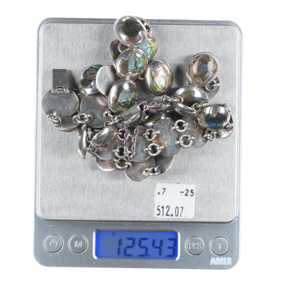 16" & 6.6" Emma Melendez Taxco modernist sterling silver abalone choker/bracelet