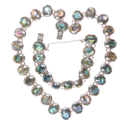 16" & 6.6" Emma Melendez Taxco modernist sterling silver abalone choker/bracelet