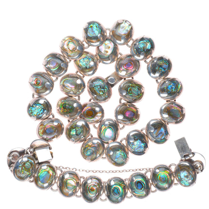 16" & 6.6" Emma Melendez Taxco modernist sterling silver abalone choker/bracelet