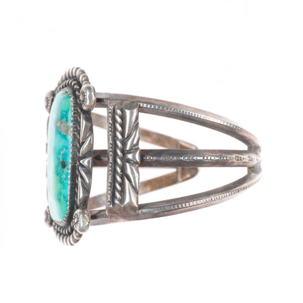 6.1" CD Vintage Navajo sterling silver cuff bracelet with nice turquoise