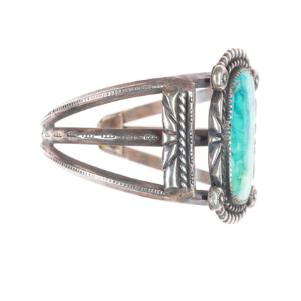 6.1" CD Vintage Navajo sterling silver cuff bracelet with nice turquoise