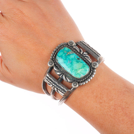 6.1" CD Vintage Navajo sterling silver cuff bracelet with nice turquoise