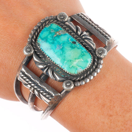 6.1" CD Vintage Navajo sterling silver cuff bracelet with nice turquoise