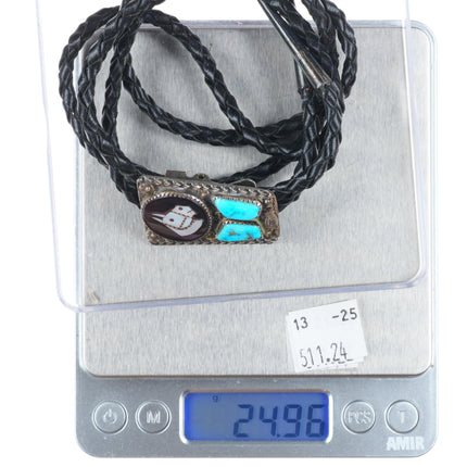 Vintage Mike Simplicio Zuni sterling silver turquoise horse inlay cuff bracelet