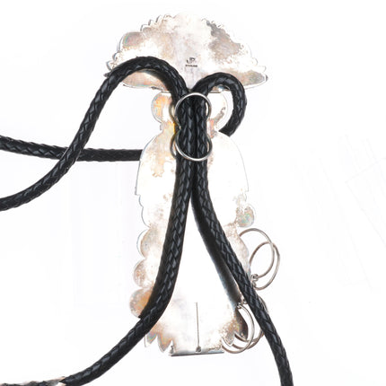 Huge Jerry Roan Navajo sterling silver turquoise/coral Kachina bolo tie