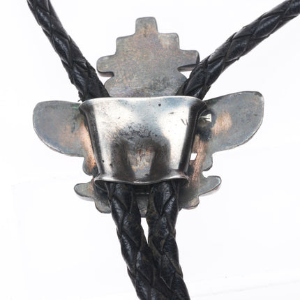 c1950's Vintage Zuni sterling silver knifewing turquoise-spiny oyster bolo tie