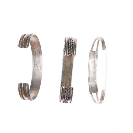 6.25" Navajo/Zuni sterling silver stacker multi-stone inlay cuff bracelet lot