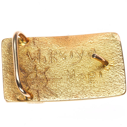 18k Gold Tufa Cast Steve Wikviya Larance Hopi turquoise/coral/lapis belt buckle