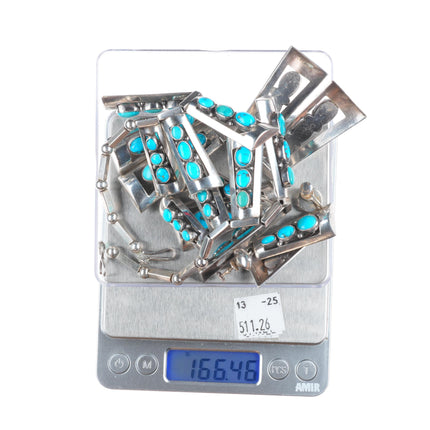 Vintage southwestern modernist sterling silver turquoise cleopatra necklace