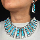 Vintage southwestern modernist sterling silver turquoise cleopatra necklace