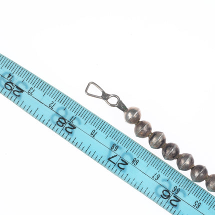 Vintage Navajo sterling silver handmade beads turquoise squash blossom necklace